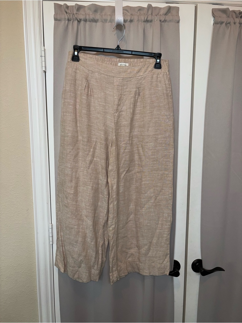 Ella Moss Neutral Beige Wide-Leg Trousers